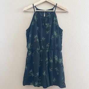 As U Wish Black Palm Tree Print Romper Shorts